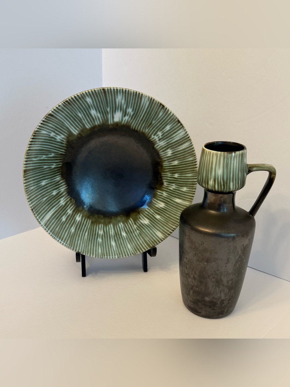 Mid-Century Modern Jasba Keramik Set Pitcher and Charger Bowl Model 1639 WGP